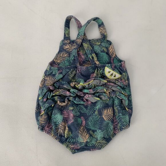 Disney Baby Romper Girls 9-12 Months Minnie Mouse Tropical Leaves Birds Blue - Picture 2 of 10